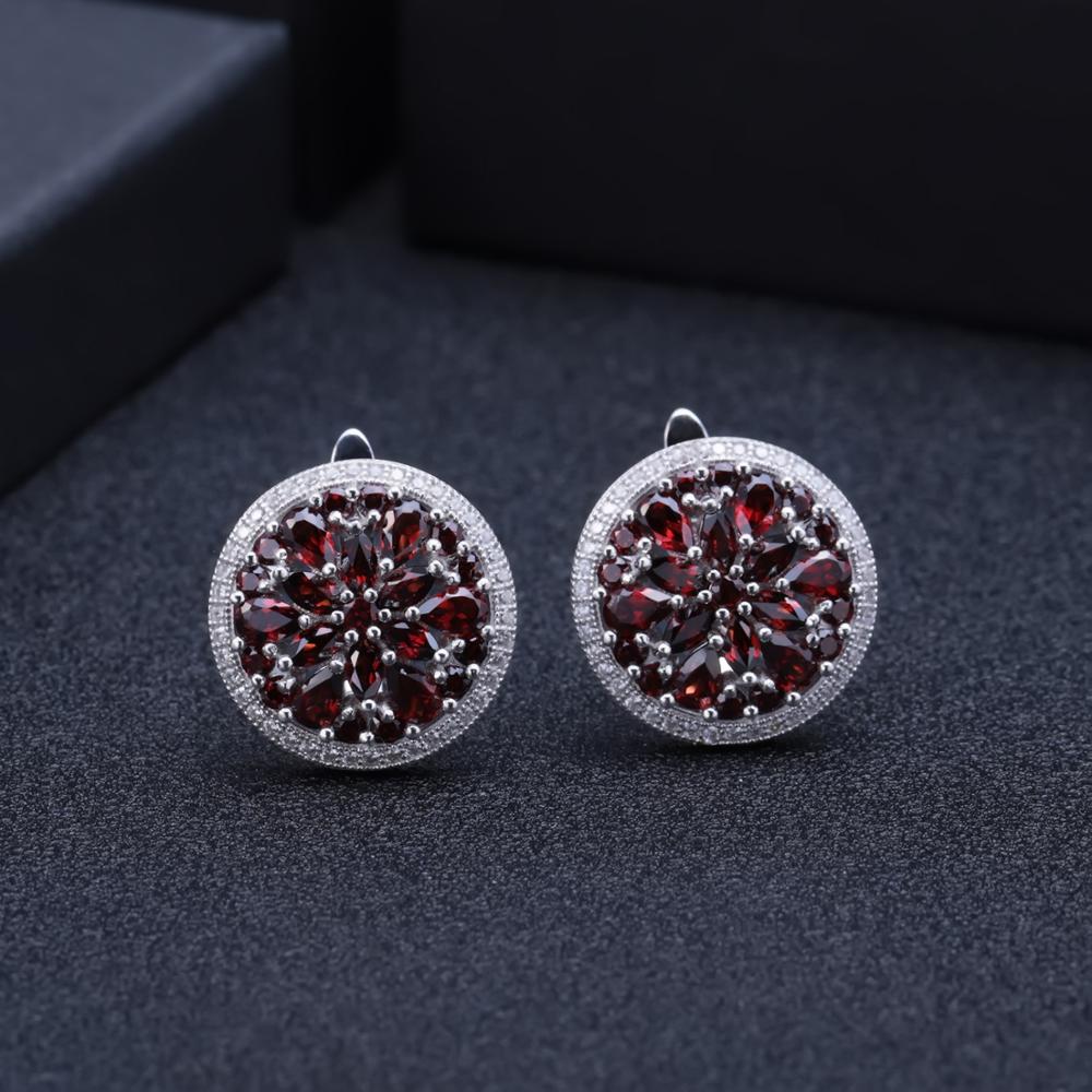 Natural Red Garnet Earrings Cocktail Ring Set 925 Sterling Silver Anti Tarnish Vintage Jewelry Set Party  Jewelry set