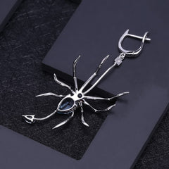 Natural Sky Blue Topaz Anti Tarnish 925 Sterling Silver Spider Design Jewelry Set Earring & Adjustable Ring Set Fine jewelry