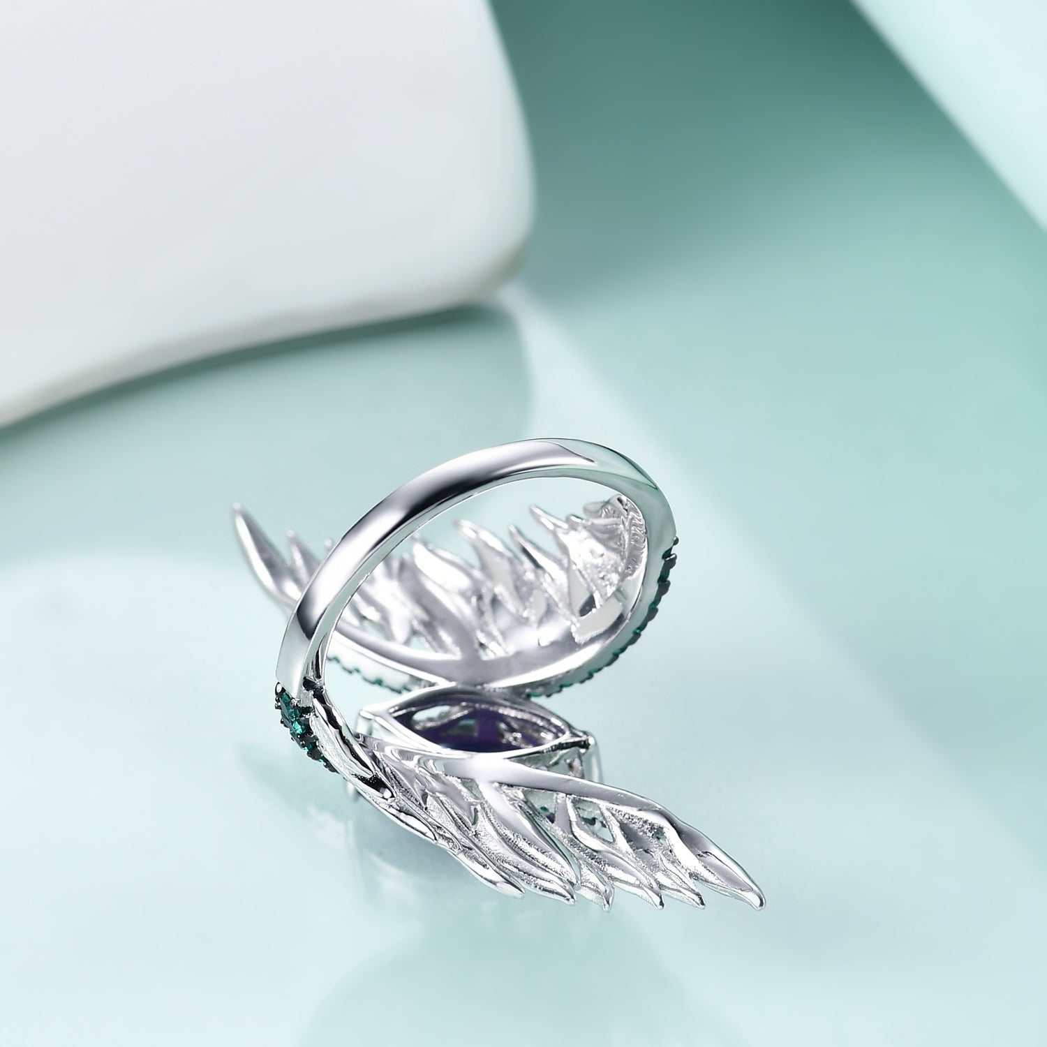 Original Design Jewelry Angel Wings Ring White Gold Colour Real 925 Sterling Silver Party Jewelry
