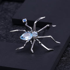 Spider Shape Natural Sky Blue Topaz Ring 925 Sterling Silver Gemstone Animal Punk Rings Party Gifts