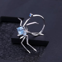 Spider Shape Natural Sky Blue Topaz Ring 925 Sterling Silver Gemstone Animal Punk Rings Party Gifts