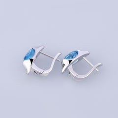 Natural Blue Topaz Anti Tarnish 925 Sterling Silver Earrings & Ring Set Party Jewelry Set