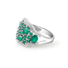 خواتم العقيق الأخضر الطبيعي 925 فضة الأحجار الكريمة آرت ديكو خاتم خمر المجوهرات الجميلة