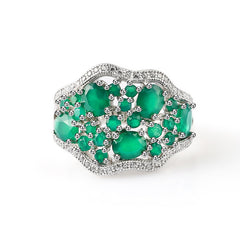 Natural Green Agate Rings 925 Sterling Silver Gemstone Art Deco Vintage Ring Fine Jewelry