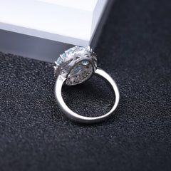 925 Sterling Silver Ring 3.8Ct Natural Sky Blue Topaz Gemstone Ring Party Fine Jewelry