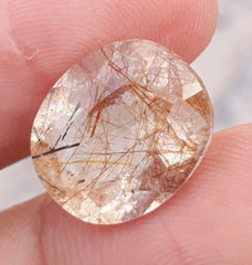 10.55ct Red And Black Tourmalated Quartz - Red And Black Rutile Quartz - Rutilated Quartz