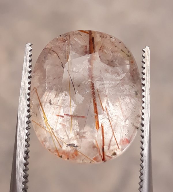 10.70ct Red Tourmalated Quartz - Red Rutile Quartz - Rutilated Quartz