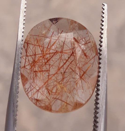 4.7ct Brown  Tourmalated Quartz - Brown  Rutile Quartz - Rutilated Quartz