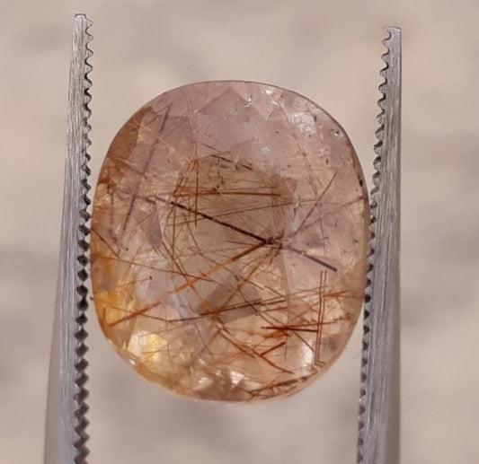 7.60ct Brown  Tourmalated Quartz - Brown  Rutile Quartz - Rutilated Quartz