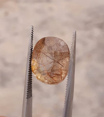 7.60ct Brown  Tourmalated Quartz - Brown  Rutile Quartz - Rutilated Quartz