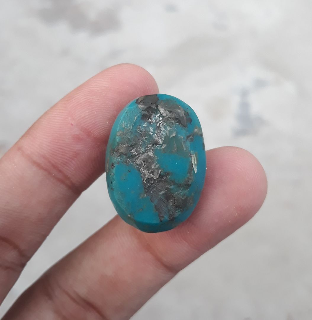 Natural Turquoise Teal Green Matrix  with Pyrite, Shajri Feroza, Oval Shape, Real Firoza Stone,Dimensions-26x19mm
