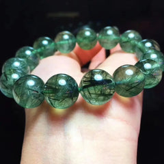 Natural Green Rutilated Quartz Gemstone Bracelet, Size 8-12mm