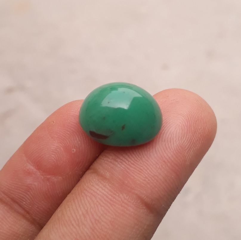 فيروز أخضر طبيعي، شكل بيضاوي - فيروزي فارسي - فيروزا خضراء - 11.8 قيراط - 16 × 13 ملم