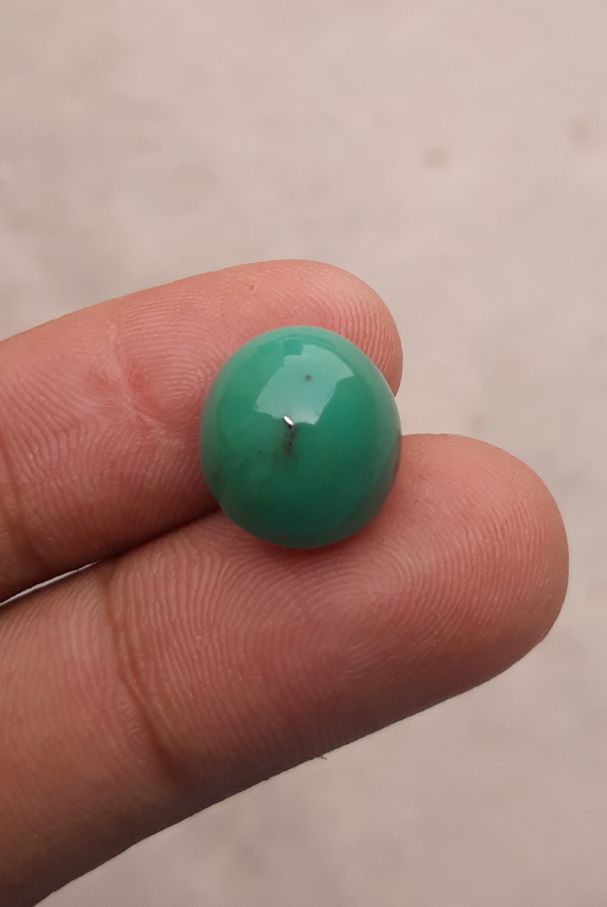 Natural Green Turquoise, Oval Shape - Persian Turquoise - Green Feroza - 9.3ct- 14x13mm