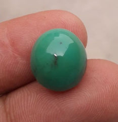 فيروز أخضر طبيعي، شكل بيضاوي - فيروزي فارسي - فيروزا خضراء - 9.3 قيراط - 14 × 13 ملم