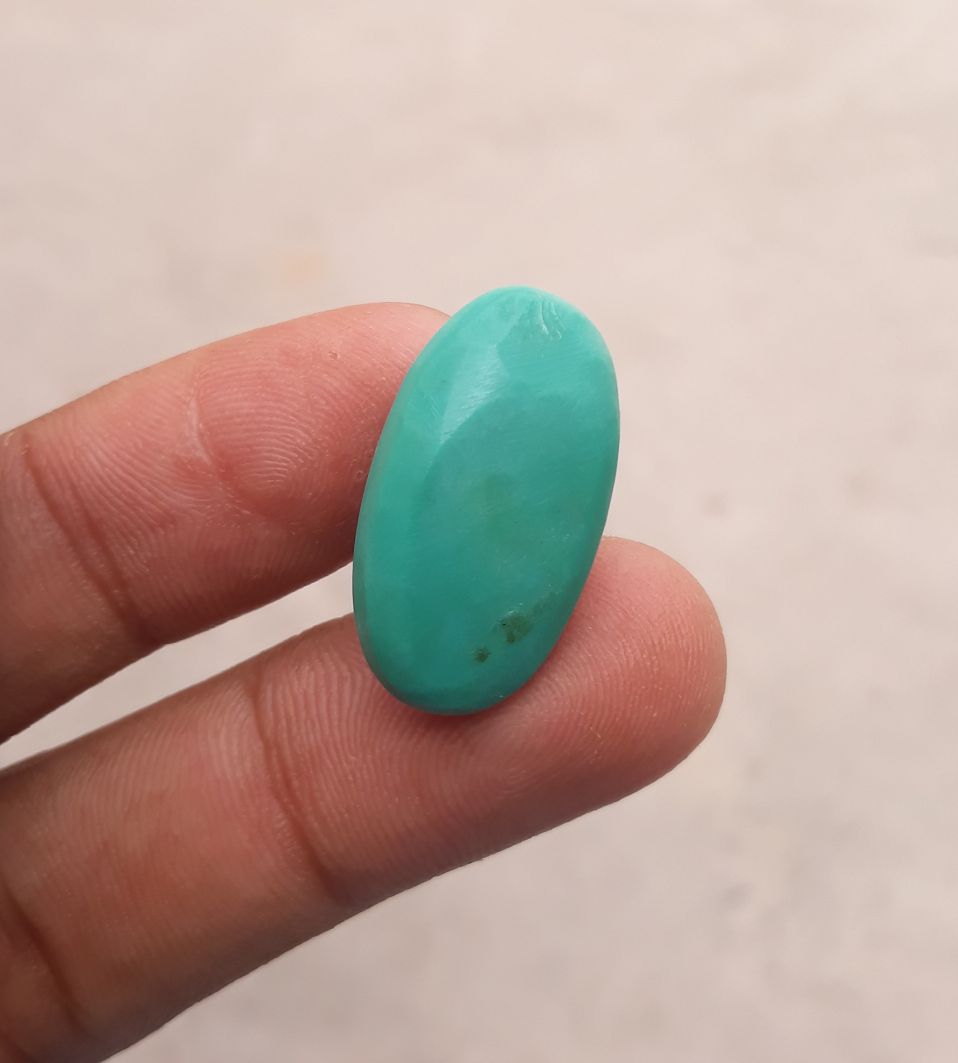Natural Green Turquoise, Oval Shape - Persian Turquoise - Green Feroza - 21ct- 26x14mm