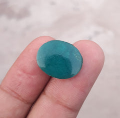 فيروز أخضر طبيعي، شكل بيضاوي، حجر فيروزا حقيقي، الأبعاد-18×14 ملم
