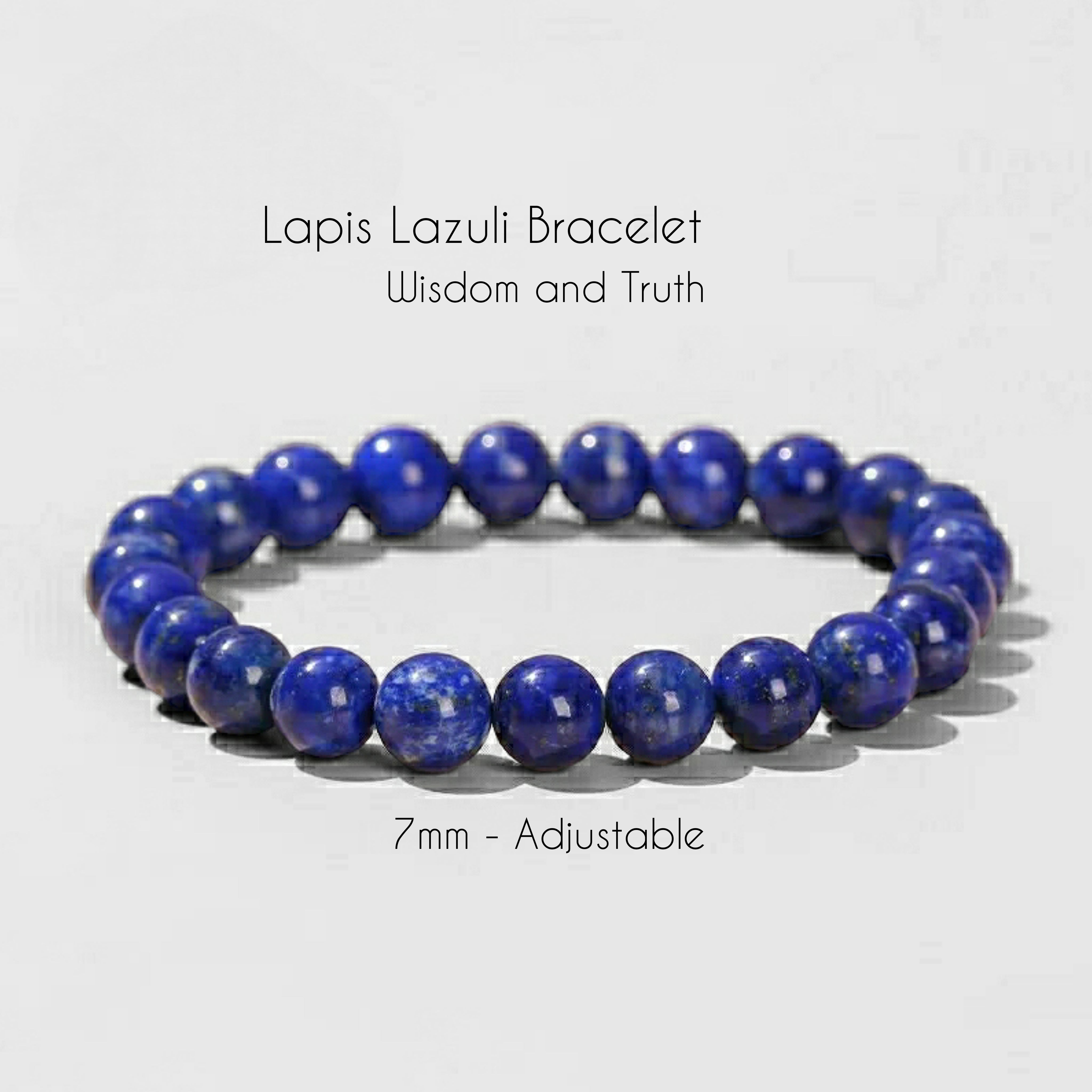 7mm Natural Lapis Lazuli Strech Bracelet from Afghanistan