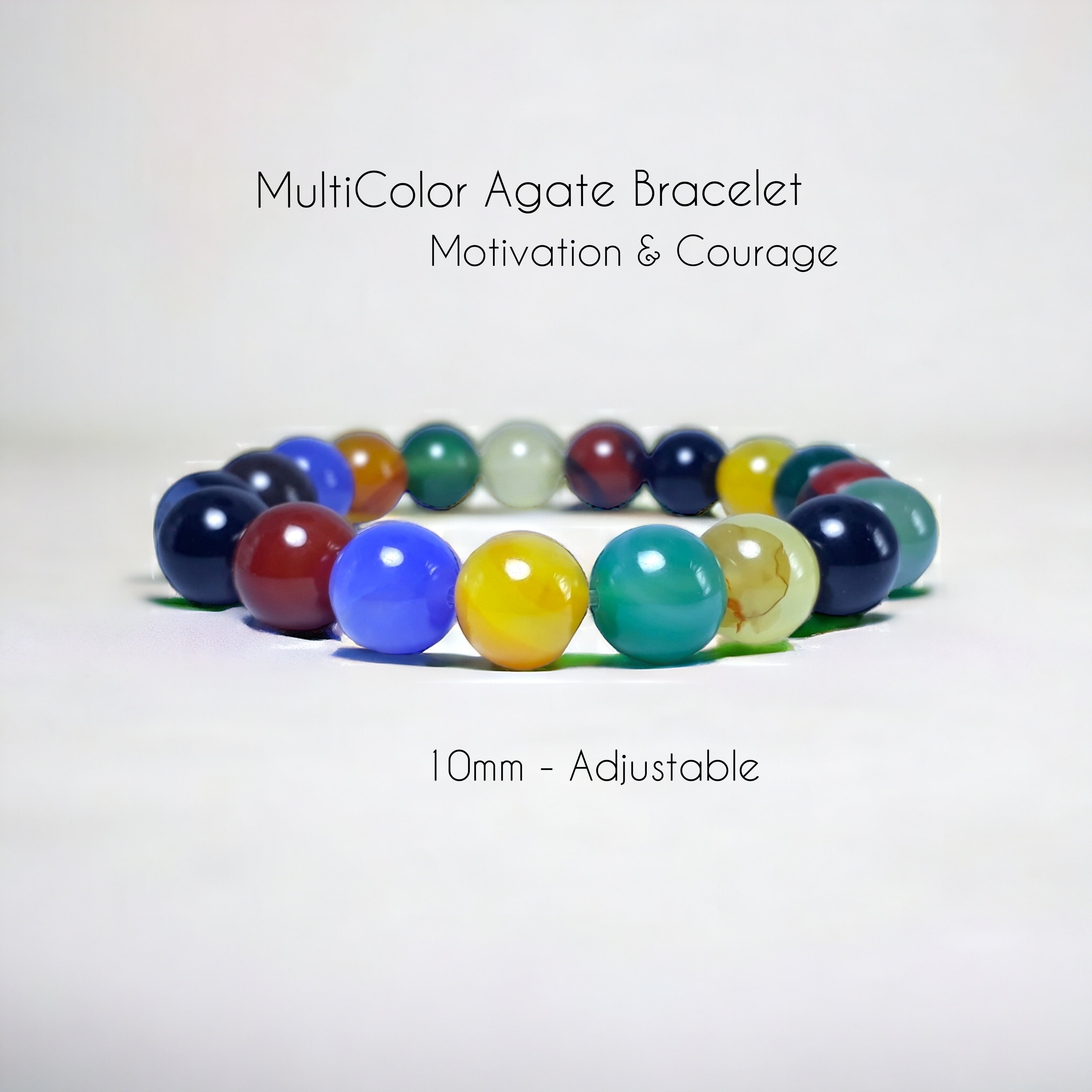 7 Chakra MultiColor Natural Agate Bracelet - 10mm