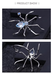 Natural Sky Blue Topaz Anti Tarnish 925 Sterling Silver Spider Design Jewelry Set Earring & Adjustable Ring Set Fine jewelry