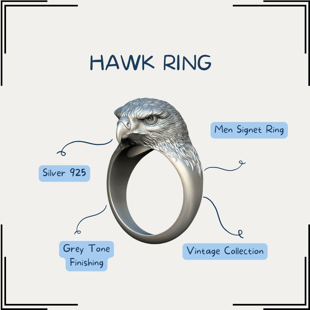 Hawk Vintage Signet Ring SterlingSilver 925