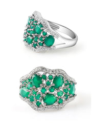 Natural Green Agate Rings 925 Sterling Silver Gemstone Art Deco Vintage Ring Fine Jewelry