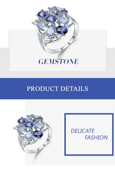 Natural Sky Blue Topaz Mystic Quartz Finger Ring 925 Sterling Silver Rings Fine Jewelry