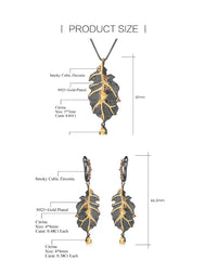 Leaf Design 925 纯银天然黄水晶手工首饰套装、戒指耳环和吊坠套装派对首饰套装