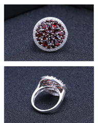 Natural Red Garnet Earrings Cocktail Ring Set 925 Sterling Silver Anti Tarnish Vintage Jewelry Set Party  Jewelry set