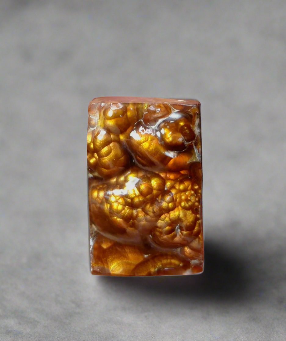 Rectangular Cut Rare Mexican Bubbly Fire Agate - Agata De Fuego