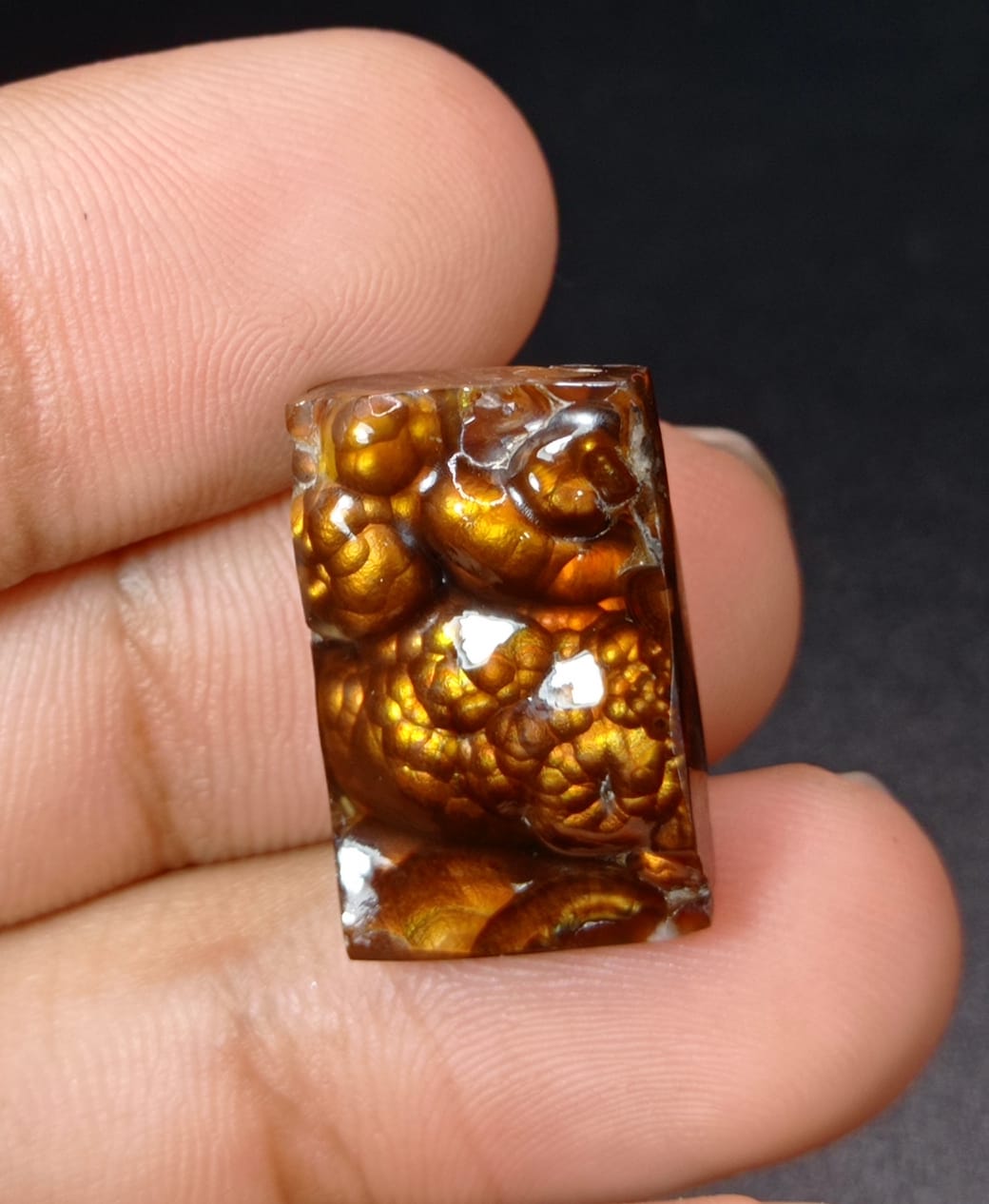 Rectangular Cut Rare Mexican Bubbly Fire Agate - Agata De Fuego