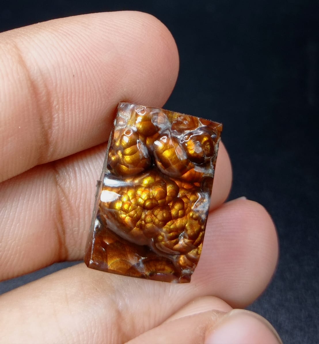 Rectangular Cut Rare Mexican Bubbly Fire Agate - Agata De Fuego