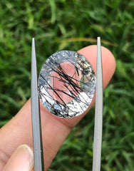 16ct Top Quality Black Tourmalated Quartz - Black Rutile Quartz - 18x15x9mm