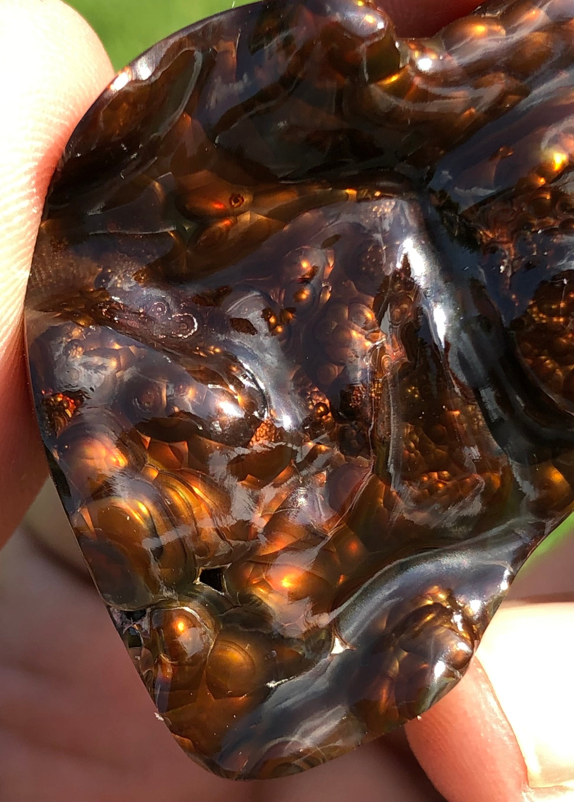133ct Big Size Rare Fire Agate Carving, Lava Bubbling out of it - Collector Gemstone