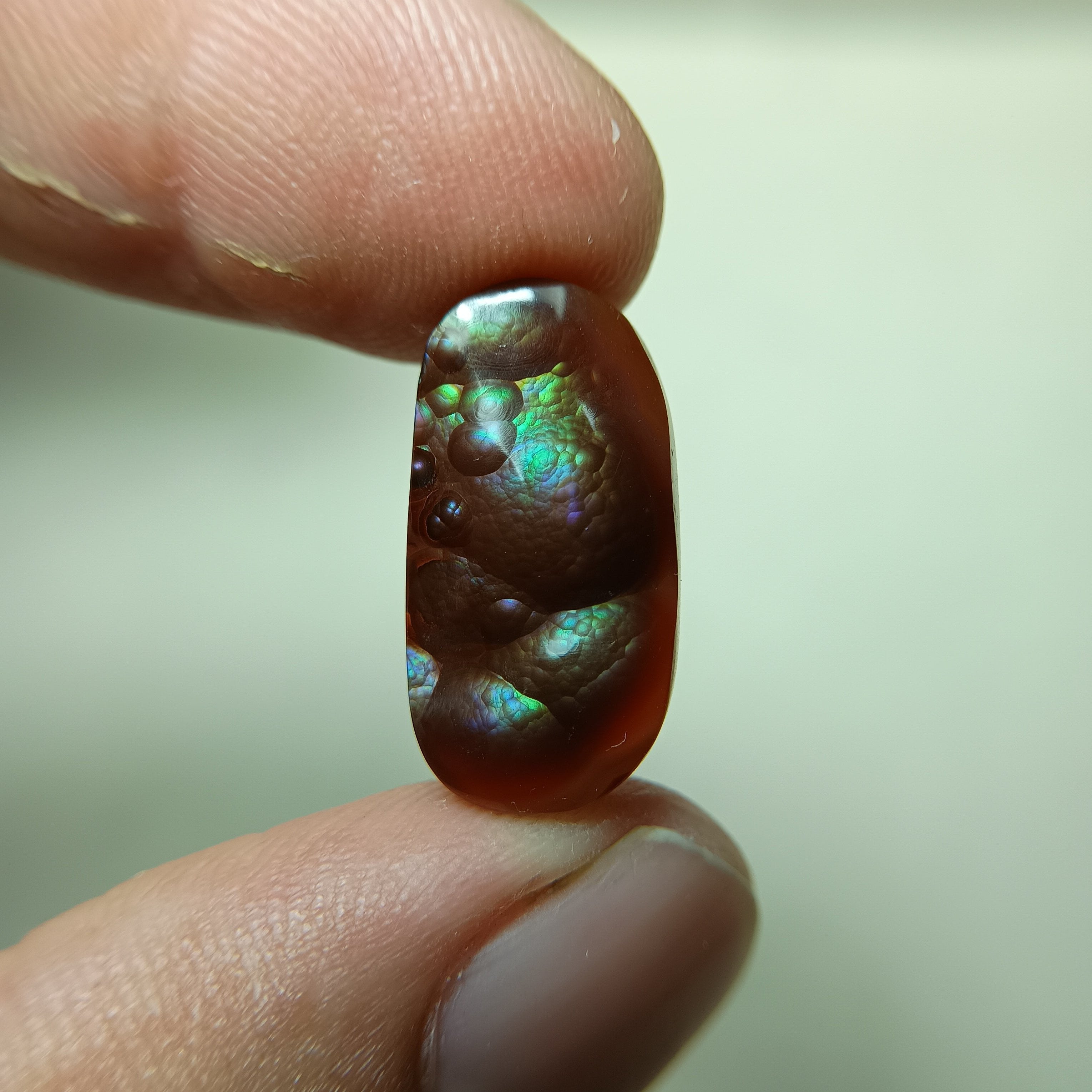 Rare Agate De Feugo -  Rare Purple Green Fire Agate Oval Shape