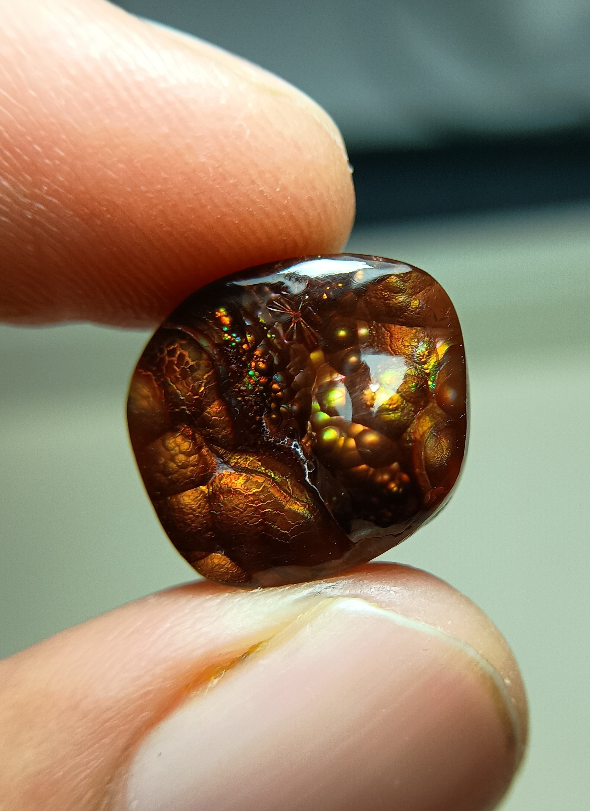 Rare Fire Agate Cabochon with Segenites - Agate De Feugo