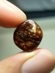 Rare Fire Agate Cabochon with Segenites - Agate De Feugo