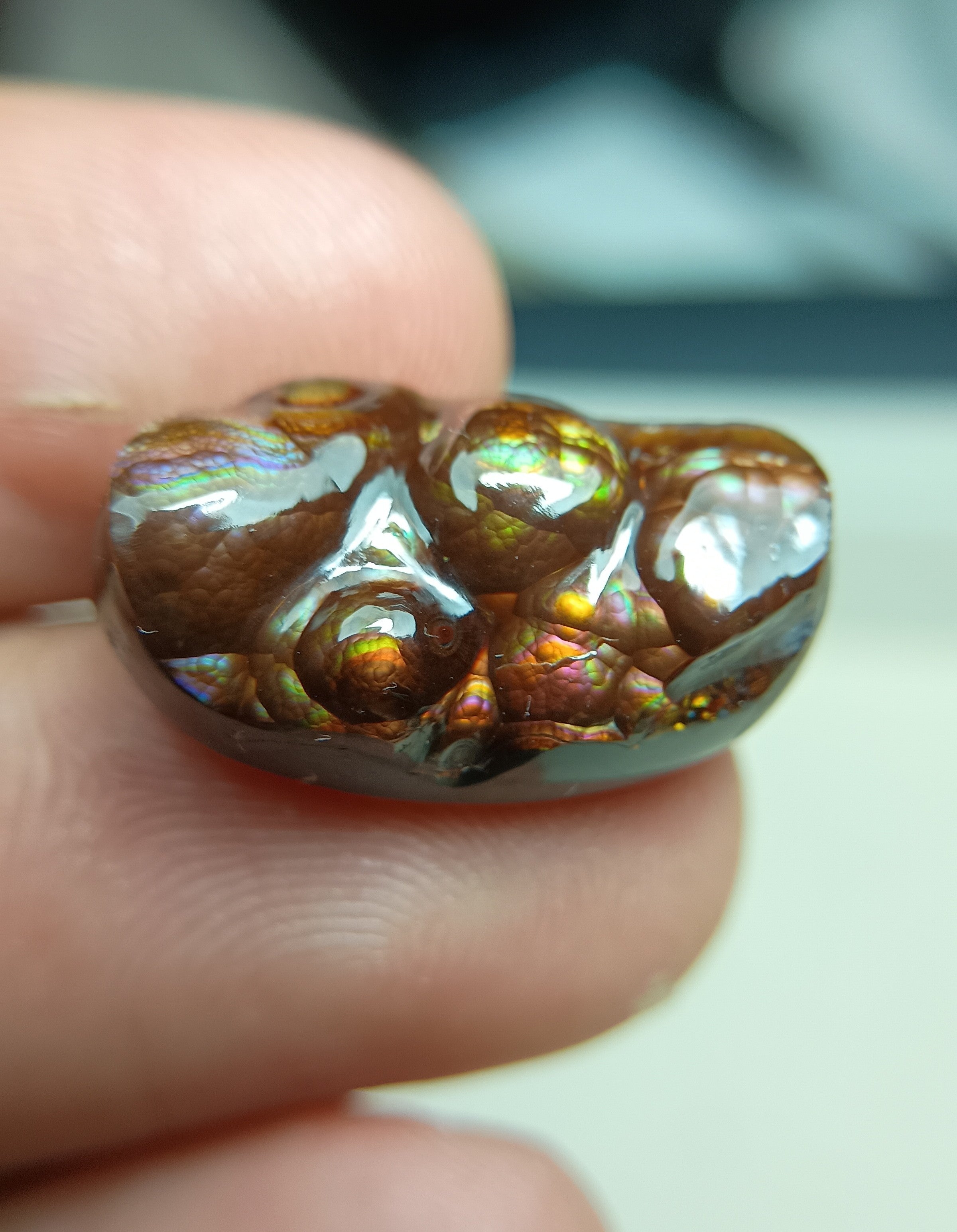 Rare Fire Agate Carving wiht Pink- Agate De Feugo