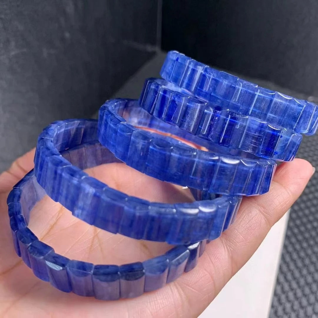 Natural Blue Kyanite Gemstone Bracelet, Bead Sizes 10x6mm