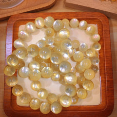 Natural Gold Kunzite Lepidolite Quartz Crystal Gemstone Bracelet, Size 10,11,12,13,14,16mm