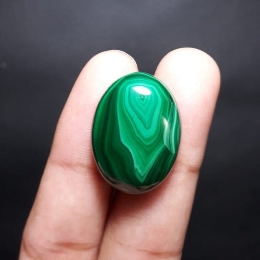 31ct 孔雀石水晶 - 孔雀石凸圆形宝石 - 孔雀石转化石 - 24x18mm