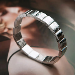 Natural Gibeon Iron Meteorite Gemstone Bracelet, Bangle Sizes 11*11