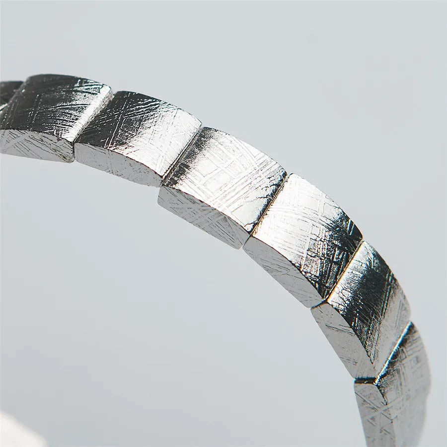Natural Gibeon Iron Meteorite Gemstone Bracelet, Bangle Sizes 11*11