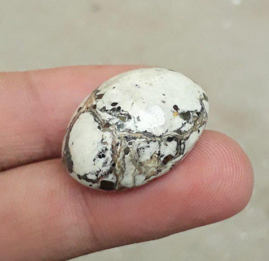 32ct 碧玉 - 白色碧玉凸圆形宝石 - 26x20mm