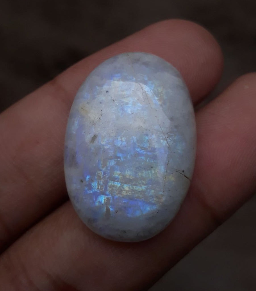 حجر القمر 40 قيراط للبيع - Adularia MoonStone - حجر القمر قوس قزح - حجر بخت شهر يونيو -30x30x7mm