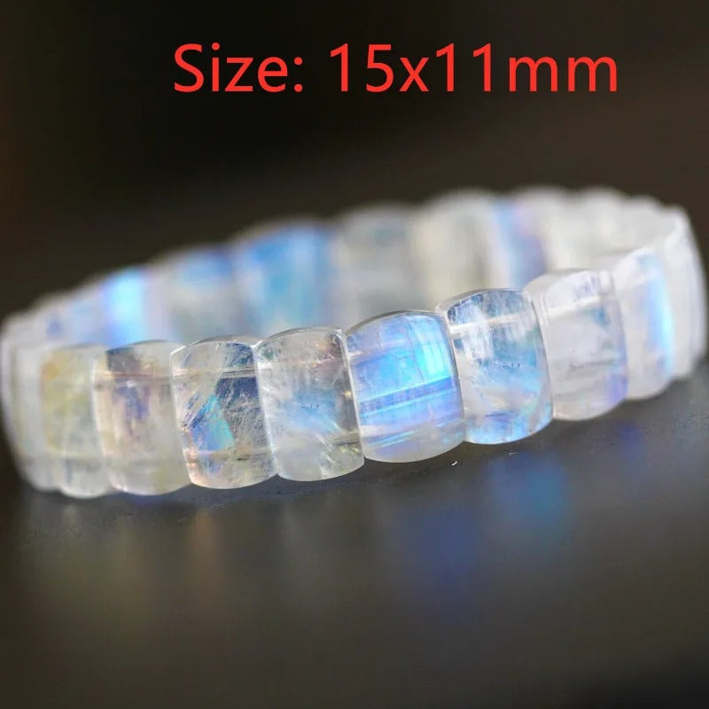 Natural Blue Light Moonstone Gemstone Bracelet, Bangle Jewelry, Diameter 7.5 Inches