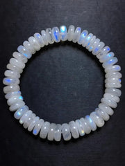 Natural Blue Light Moonstone Gemstone Bracelet, Bead Size 8mm