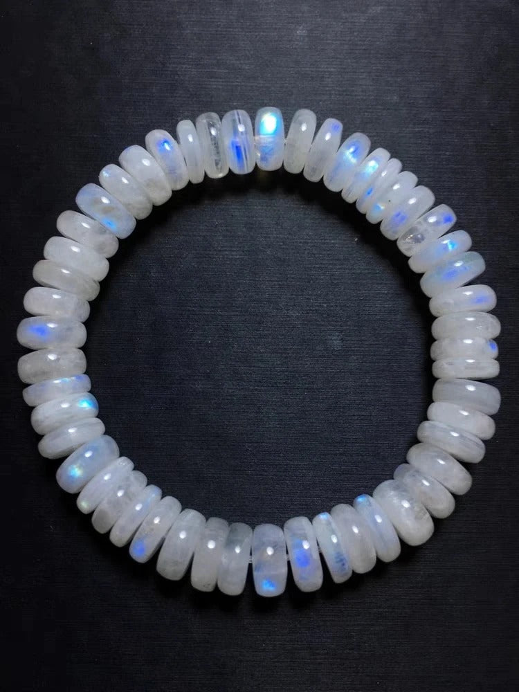 Natural Blue Light Moonstone Gemstone Bracelet, Bead Size 8mm