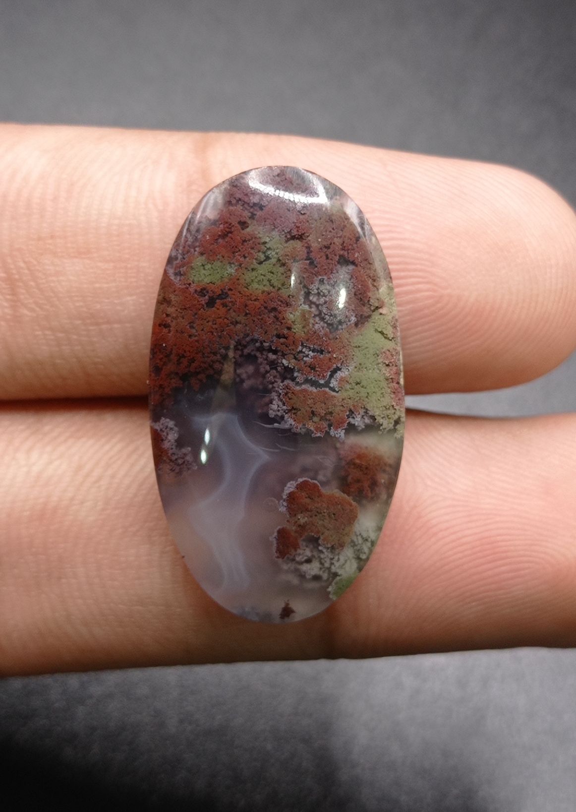 27.8ct Moss Agate - Red Moss Agate - 30x17x7mm