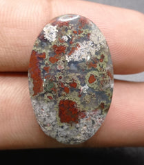 34.7ct Moss Agate - Red Moss Agate - 31x20x8mm